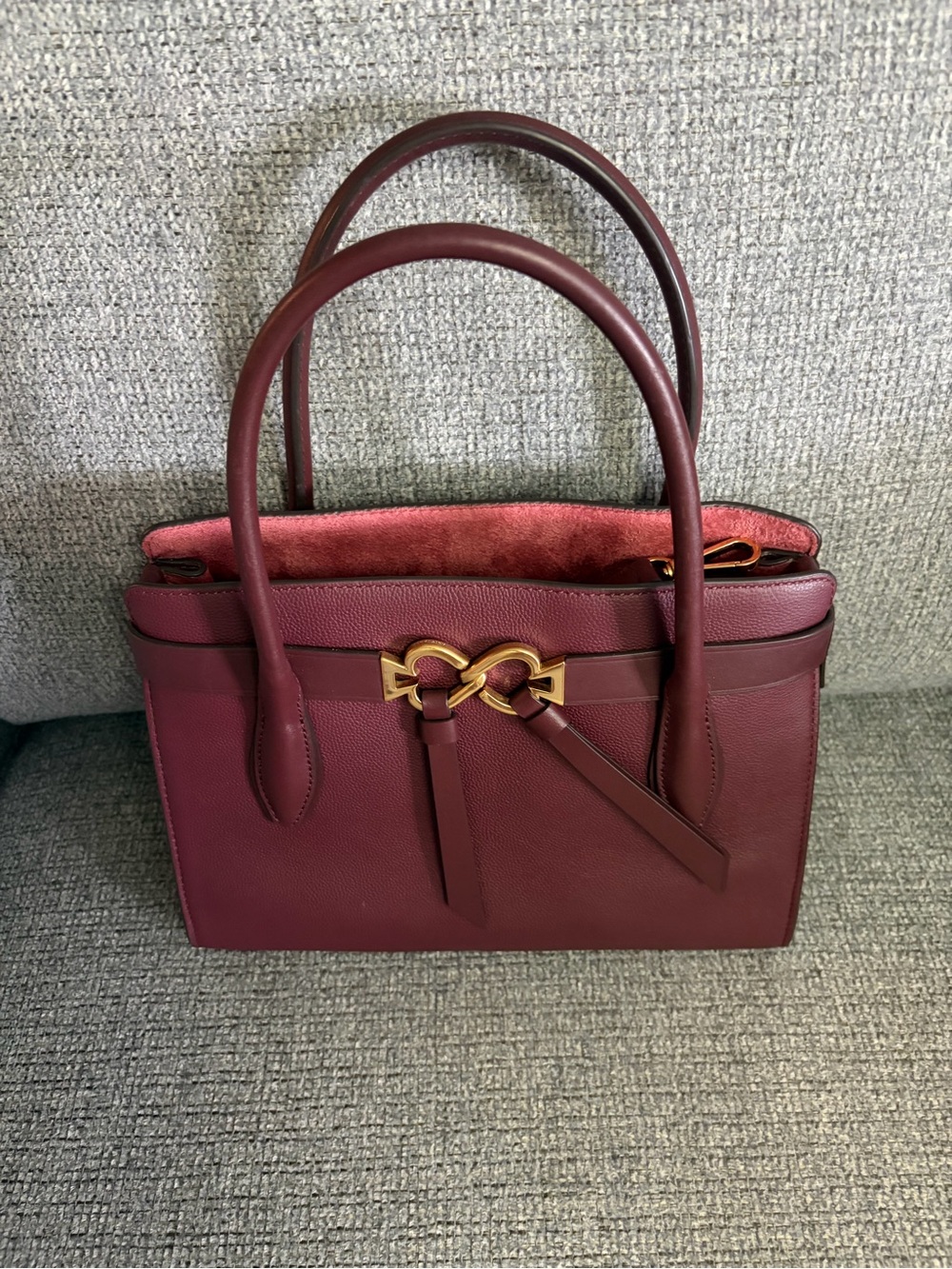 kate spade Burgundy Leather Satchel with Gold Hardware